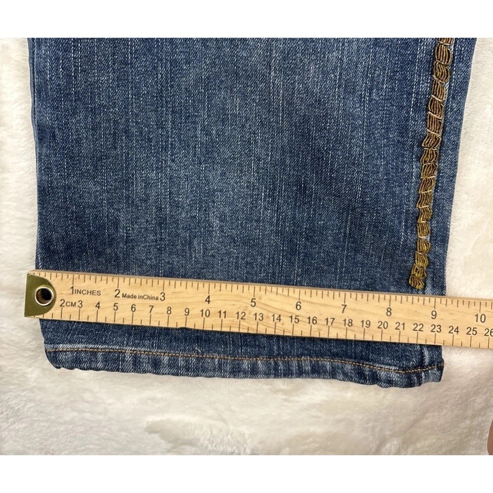 VTG Per Se Women 10 Floral Embroidered‎ Beaded Jeans Bootcut Artsy Hobo Festival - Picture 10 of 13